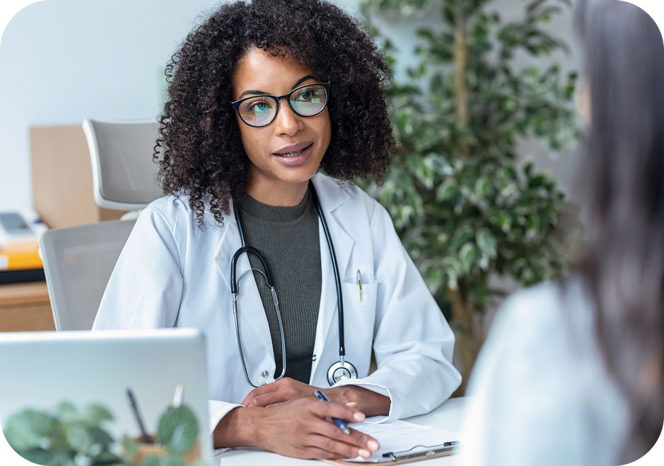 Doctor explaining to a patient how the vagina is like a self cleaning oven.