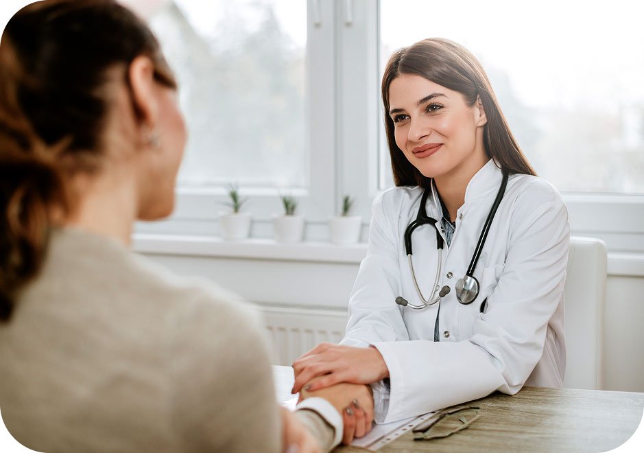 Doctor talking to a patient about women's health and vaginal pH balance.